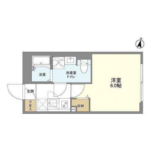 ウェルスクエア方南町Ⅱ(1K[Dタイプ]：20.48㎡)の間取り画像