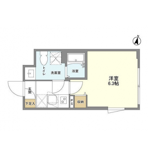 ウェルスクエア方南町Ⅱ(1K[Eタイプ]：20.58㎡)の間取り画像