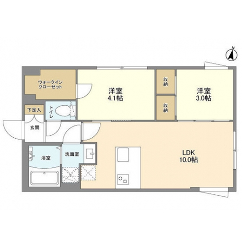 ウェルスクエア方南町Ⅱ(2LDK[Cタイプ]：40.40㎡)の間取り画像