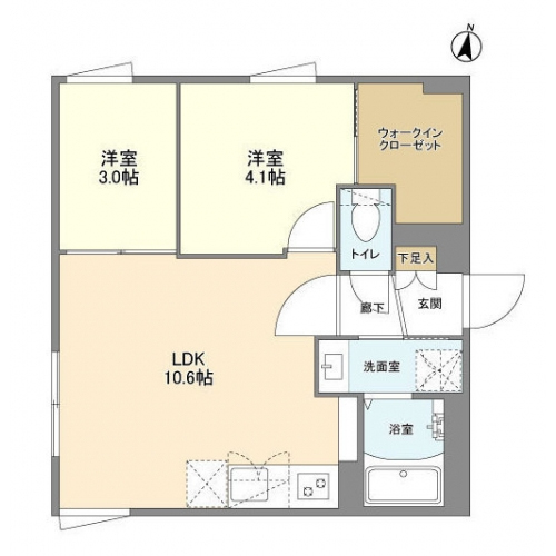 ウェルスクエア方南町Ⅱ(2LDK[Bタイプ]：40.92㎡)の間取り画像