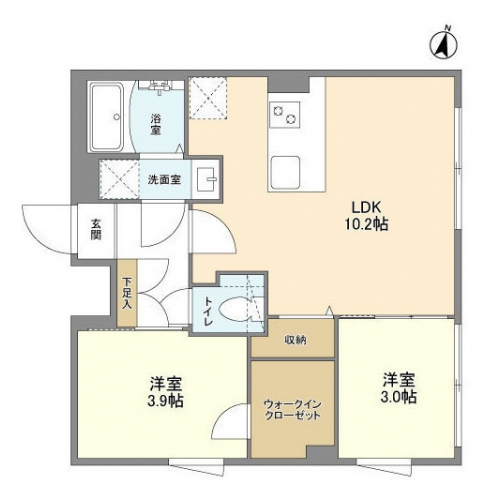 ウェルスクエア方南町Ⅱ(2LDK[Gタイプ]：41.06㎡)の間取り画像