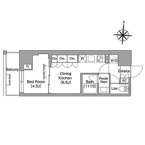 ウエリスアーバン住吉ウエスト(1DK[F1タイプ]：26.89㎡)の間取り画像