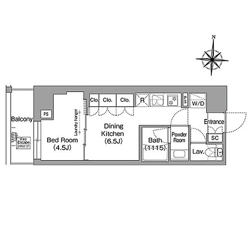 ウエリスアーバン住吉ウエスト(1DK[F3タイプ]：26.89㎡)の間取り画像