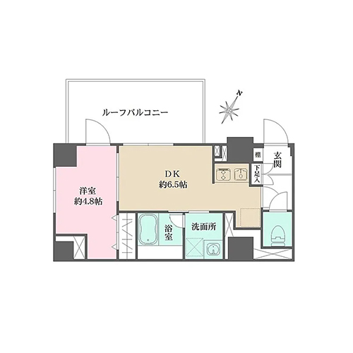 WHARF文京茗荷谷(1DK：31.78㎡)の間取り画像