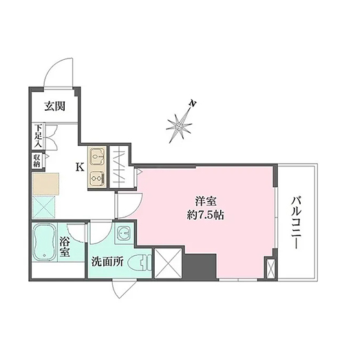 WHARF文京茗荷谷(1K：27.35㎡)の間取り画像