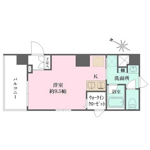 WHARF文京茗荷谷(1R：27.01㎡)の間取り画像