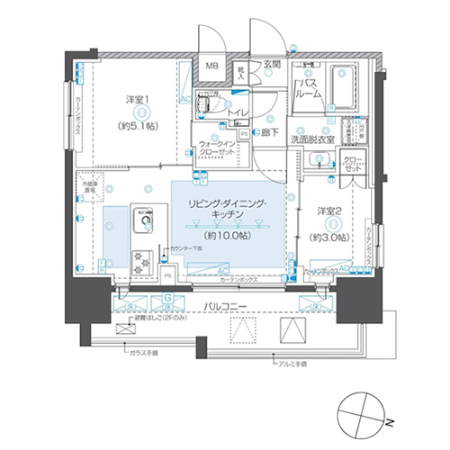 ZOOM本郷(2LDK[Aタイプ]：41.749㎡)の間取り画像