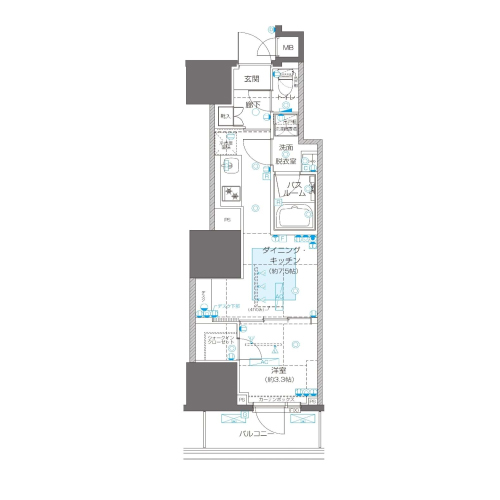 ZOOM信濃町(1DK[Cタイプ]：31.864㎡)の間取り画像