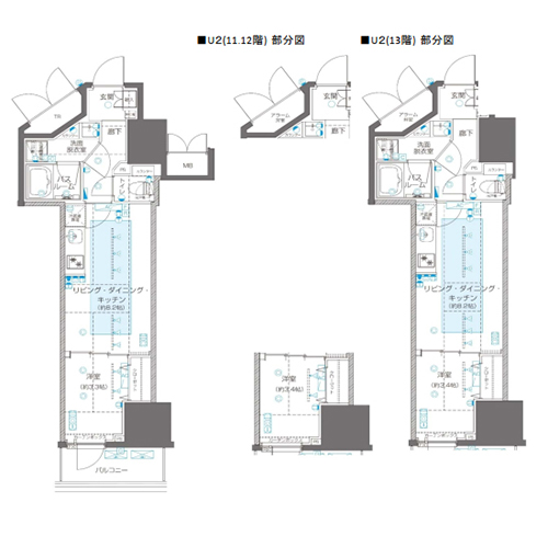 ZOOM信濃町(1LDK[Uタイプ]：34.419㎡)の間取り画像