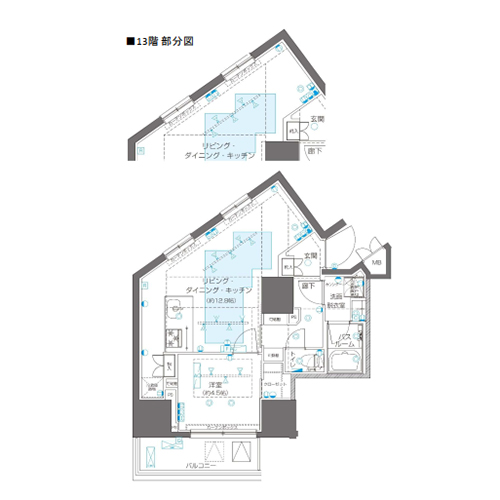 ZOOM信濃町(1LDK[Vタイプ]：44.970㎡)の間取り画像