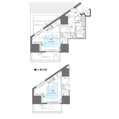 ZOOM信濃町(1R[Tタイプ]：29.485㎡)の間取り画像
