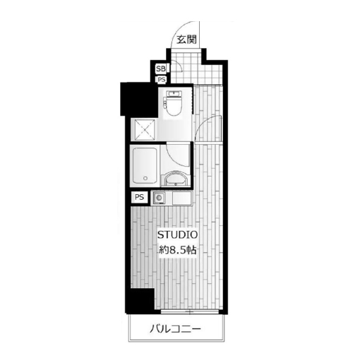 フィールＡ渋谷(0号室|1R：24.81㎡)の間取り画像