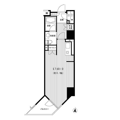 フィールＡ渋谷(0号室|1R：34.33㎡)の間取り画像