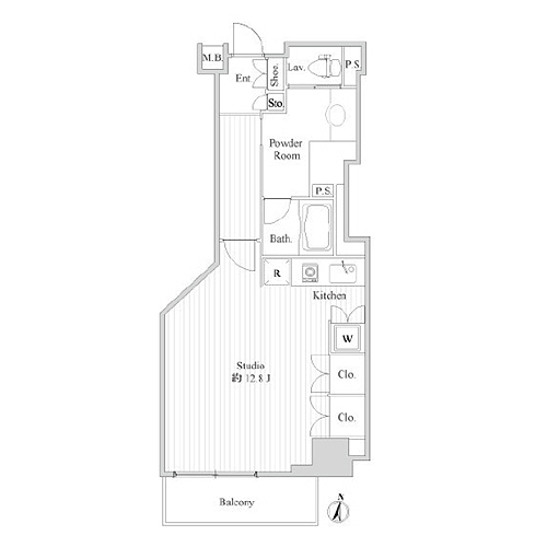 フィールＡ渋谷(1401号室|1R：39.50㎡)の間取り画像