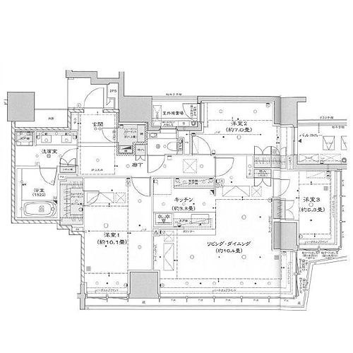 ザ・パークハウス新宿御苑(802号室|3LDK：100.63㎡)の間取り画像