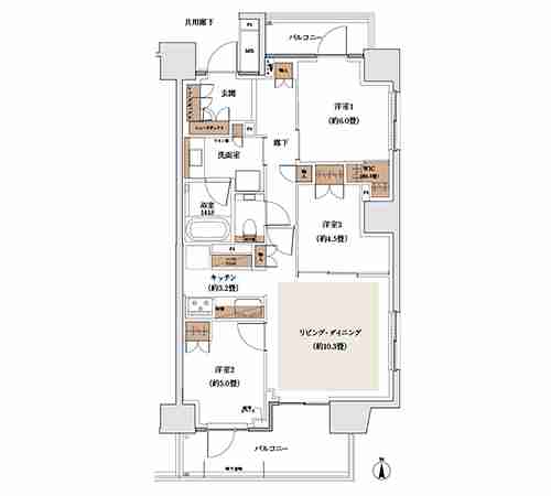 ザ・パークハウス山吹神楽坂の間取り図